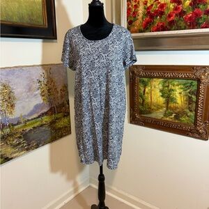 Lands' End Blue and White Mini Dress size XL